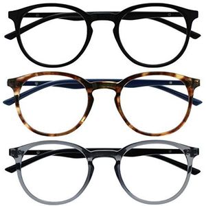 OPULIZE - BBB60-12C - Blauwlichtfilter Bril - Ronde Monture - Set van 3