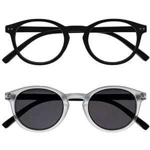 Opulize Zen 2 Stuks Leesbril Met Zon Lezer Zwart Kristal Klein Mannen Vrouwen RS24-1C +3,00