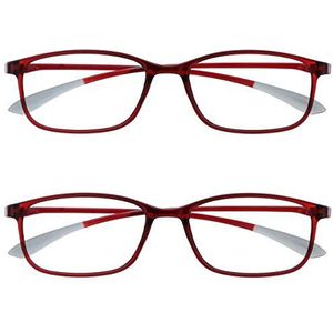 Opulize Ice 2 Stuks Super Lichtgewicht Leesbril Kristal Rood Vrouwen Mannen Scharnieren Met Veer RR61-Z +3,00