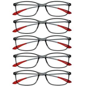 Opulize Ice 5 Stuks Super Lichtgewicht Leesbril Kristal Grijs Vrouwen Mannen RRRRR61-7 +2,50