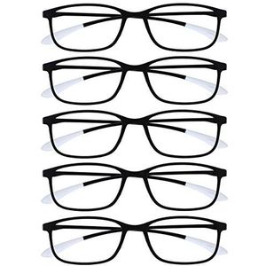 Opulize Ice 5 Stuks Super Lichtgewicht Leesbril Zwart Grijs Vrouwen Mannen RRRRR61-1 +1,00