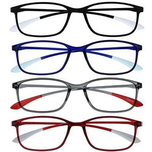 OPULIZE Ice Pack 4 Super Léger Lunettes De Lecture Noir Bleu Gris Rouge Femmes Hommes RRRR61-137Z +1,50
