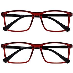Opulize Ink 2 Stuks Leesbril Groot Donker Rood Mannen Vrouwen Scharnieren Met Veer RR4-Z +2,00
