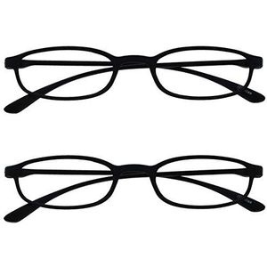 Opulize Fly 2 Stuks Zak Formaat Super Licht Leesbril Mat Zwart Mannen Vrouwen RR67-1 +1,50
