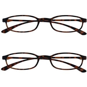 Opulize Fly 2 Stuks Zak Formaat Super Licht Leesbril Mat Bruin Mannen Vrouwen RR67-2 +1,00