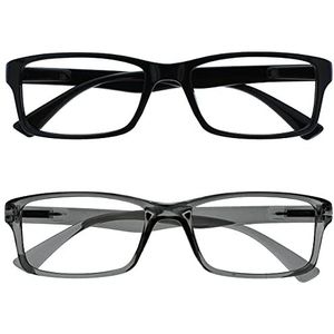 Lot de 2 paires de lunettes de vue pour homme et femme - Noir et gris - MM92-17 -2.00