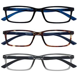 OPULIZE See 3 Stuks Blauw Licht Blokkeert Bril Zwart Bruin Grijs Computer Ontspiegeld Mannen Vrouwen BBB9-127 +0,00