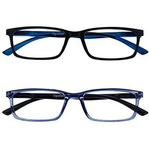 OPULIZE See 2 Stuks Blauw Licht Blokkeert Leesbril Zwart Blauw Computer Gamen Ontspiegeld Mannen Vrouwen BB9-13 +1,00