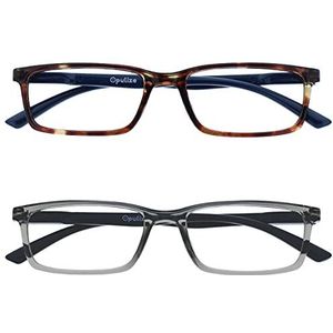 OPULIZE See 2 Stuks Blauw Licht Blokkeert Leesbril Bruin Grijs Computer Gamen Ontspiegeld Mannen Vrouwen BB9-27 +1,50