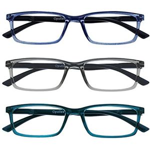 OPULIZE See Blocking Blauw Licht Leesbril Computer Spel Anti-verblinding Mannen Vrouwen B9, blauw/grijs/turquoise