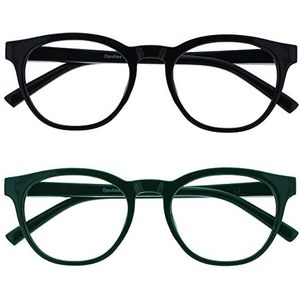 OPULIZE Blu 2 Stuks Blauw Licht Blokkeert Leesbril Zwart Groen Computer Gamen Ontspiegeld Mannen Vrouwen BB5-16 +2,50