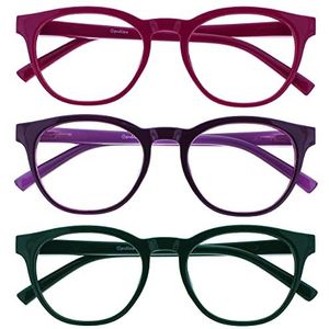OPULIZE Blu 3 Stuks Blauw Licht Blokkeert Leesbril Roze Purper Groen Computer Ontspiegeld Mannen Vrouwen BBB5-456 +2,50