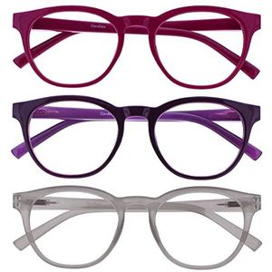 OPULIZE Blu 3 Stuks Blauw Licht Blokkeert Leesbril Roze Purper Ijs Computer Ontspiegeld Mannen Vrouwen BBB5-45C +2,50