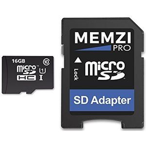 MEMZI PRO 16GB klasse 10 90MB/s Micro SDHC-geheugenkaart met SD-adapter voor Motorola Moto E, X of Z-serie mobiele telefoons