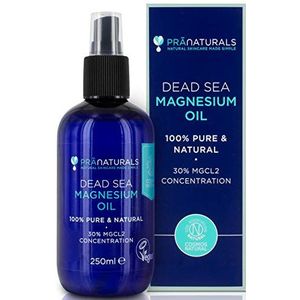 PraNaturals Dead Sea Magnesium Oil Spray 250ml, Gecertificeerd door Cosmos Natural, Vegan en Soil Association