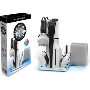 Maxx Tech PS5 Slim Charging Stand Konsolenhalterung – LED-verlichting - Controller-Aufladung – Aanbieding - Gebruikershandleiding