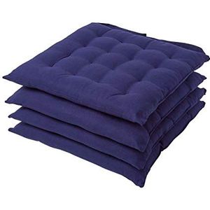 Homescapes stoelkussens marineblauw 4 stuks