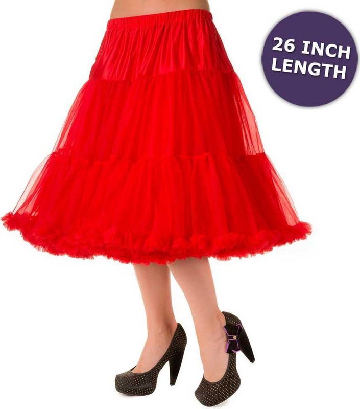 Banned Retro - Petticoat - Rood - 2 Lagen - Elastische Tailleband