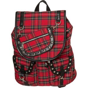 Banned Red Tartan Backpack Rugtas zwart-rood 90% polyester, 10% polyurethaan Casual wear, Punk