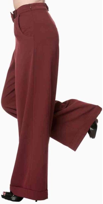 Banned Retro - 40s Hidden Away Trousers - Pantalon - Rood/Bordeauxrood