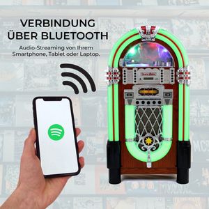 Verlichte Jukebox - Geluidssysteem - Staand - Retrostijl - Zwart