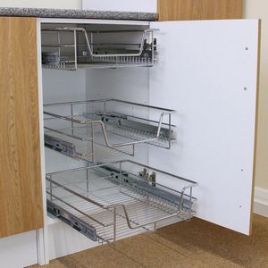 2 x KuKoo schuiflades keukenkast - 60 cm - set van 2 - losse lades met rails - geschikt voor kasten met 60cm breedte - opbergmand keukenkast