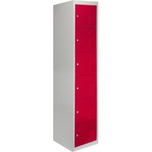 Lockerkast Metaal - Zesdeurs - Flatpack - 90cm(b)x45cm(d)x180cm(h) - Rood - Ventilatie -  2 GRATIS magneten - Slot - lockers kluisjes