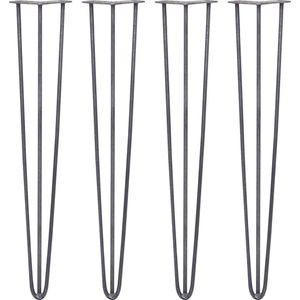 4 x Tafelpoten pinpoten - Lengte: 71cm - 3 pin - 10m - Ruw Staal - SkiSki Legs ™ - Retro hairpin