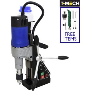 T-Mech Magnetische Boor Pers Machine - boormachine - 230 volt - magnetische basis - gratis snijderadapter boorhouder en sleutel - ideaal voor grote en kleine projecten -