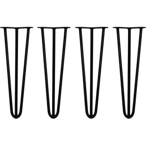 4 x 40,6cm Hairpin retro pootjes tafelpoten pinpoten - 3 Ledig - 12mm - Zwart