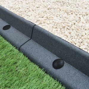 Flexibele Borderrand tuin - Grijs - Set: 6 x 1.2 meter (120 x 8.1 x 8.1 cm) - UV- en Weerbestendig - Rubber - Kindvriendelijk - Grasmaaiervriendelijk - Perkrand