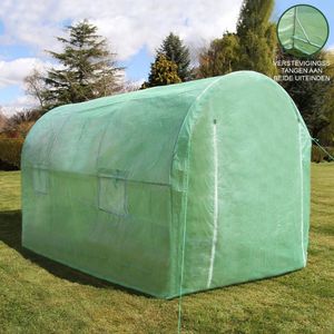 Tunnelkas - 2 x 4 x 2 meter - frame: 19 mm - waterdicht/windbestendig - 2 deuren/4 ramen - polyetheen