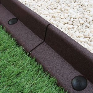 Flexibele Borderrand tuin - Bruin - Set: 16 x 1.2 meter (120 x 8.1 x 8.1 cm) - UV- en Weerbestendig - Rubber - Kindvriendelijk - Grasmaaiervriendelijk - Perkrand