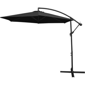 Zweefparasol - Zwart - 300 x 300 x 250 cm - Draai- en kantelbaar - Incl. Beschermhoes - UV bescherming Hangende Parasol
