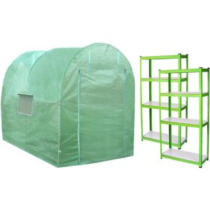 Polytunnel mit Folie und Regale Gewächshaus Treibhaus Tomatenhaus Pflanzenhaus Folientunnel 19mm 2.5m x 2m