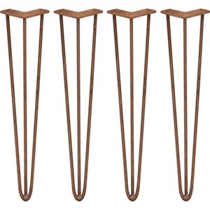 4 x 71cm Hairpin retro pootjes tafelpoten pinpoten - 2 Ledig - 12mm - Koper