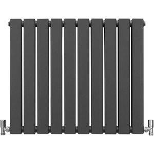 Design Radiator Sierradiator Verwarming - Antraciet - 600 mm x 700 mm - Inclusief Schoonmaakborstel + Bevestigingsset - Plat Horizontaal