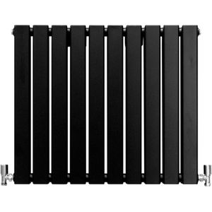 Design Radiator Sierradiator Verwarming - Mat Zwart - 600 mm x 700 mm - Inclusief Schoonmaakborstel + Bevestigingsset - Plat Horizontaal