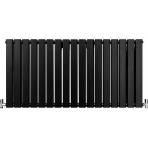 Design Radiator Sierradiator Verwarming - Mat Zwart - 600 mm x 1190 mm - Inclusief Schoonmaakborstel + Bevestigingsset - Plat Horizontaal