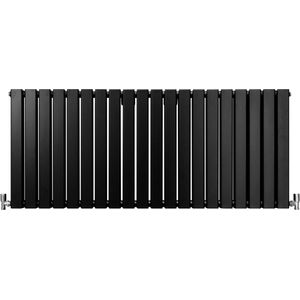 Design Radiator Sierradiator Verwarming - Mat Zwart - 600 mm x 1400 mm - Inclusief Schoonmaakborstel + Bevestigingsset - Plat Horizontaal