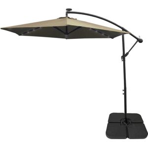 Monster Shop Zweefparasol - Beige - 3m - LED Verlichting - UV-Bescherming - Tuin Parasol