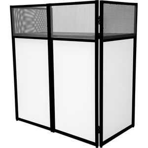 Mobiele DJ Booth Meubel Stand - 105 x 57 x 113.5 cm - Mobiel Opbergtas Draagbaar Opvouwbaar Inklapbaar Handvat - Uitneembare Stretch Panelen Zwart & Wit Scherm
