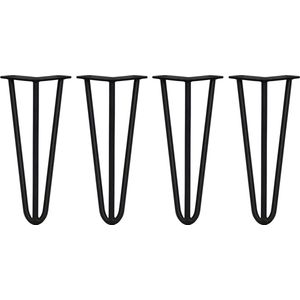 4 x 30.5cm Hairpin retro pootjes tafelpoten pinpoten - 3 Ledig - 12mm - Zwart