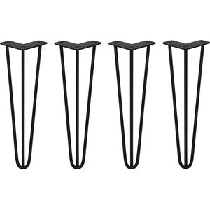 4 x 40,6cm Hairpin retro pootjes tafelpoten pinpoten - 3 Ledig - 10mm - Zwart - GRATIS schroevenpakket - max. belasting: 250 kg