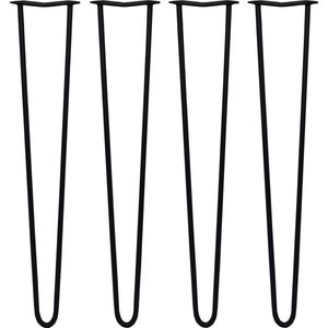 4 x 71cm Hairpin retro pootjes tafelpoten pinpoten - 2 Ledig - 12mm - Zwart