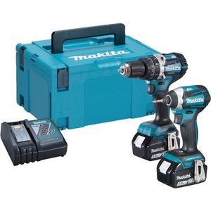 Makita DLX2181TJ 18V Li-Ion Accu Klop-/schroefmachine (DHP484) & Slagschroevendraaier (DTD154) Combiset (2x 5,0Ah Accu) In Mbox - Koolborstelloos