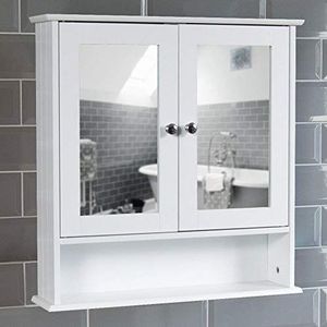Priano badkamerspiegelkast 2 deuren wandgemonteerd opbergmeubel wit