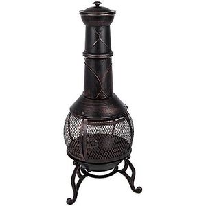 Fire Vida Steel Chiminea Outdoor Tuin Patio Verwarming BBQ Koken Grill Chimnea Chimenea, Zwart & Antiek Goud, Groot