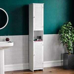 Bad Vida Milano hoog gespiegelde badkamer kast opslag kast Floo 2 deur Shuttered Tallboy Kleur: wit