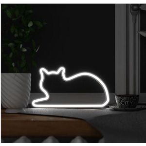 Mustard MEOW led neon light - deco katten lamp - Liggend